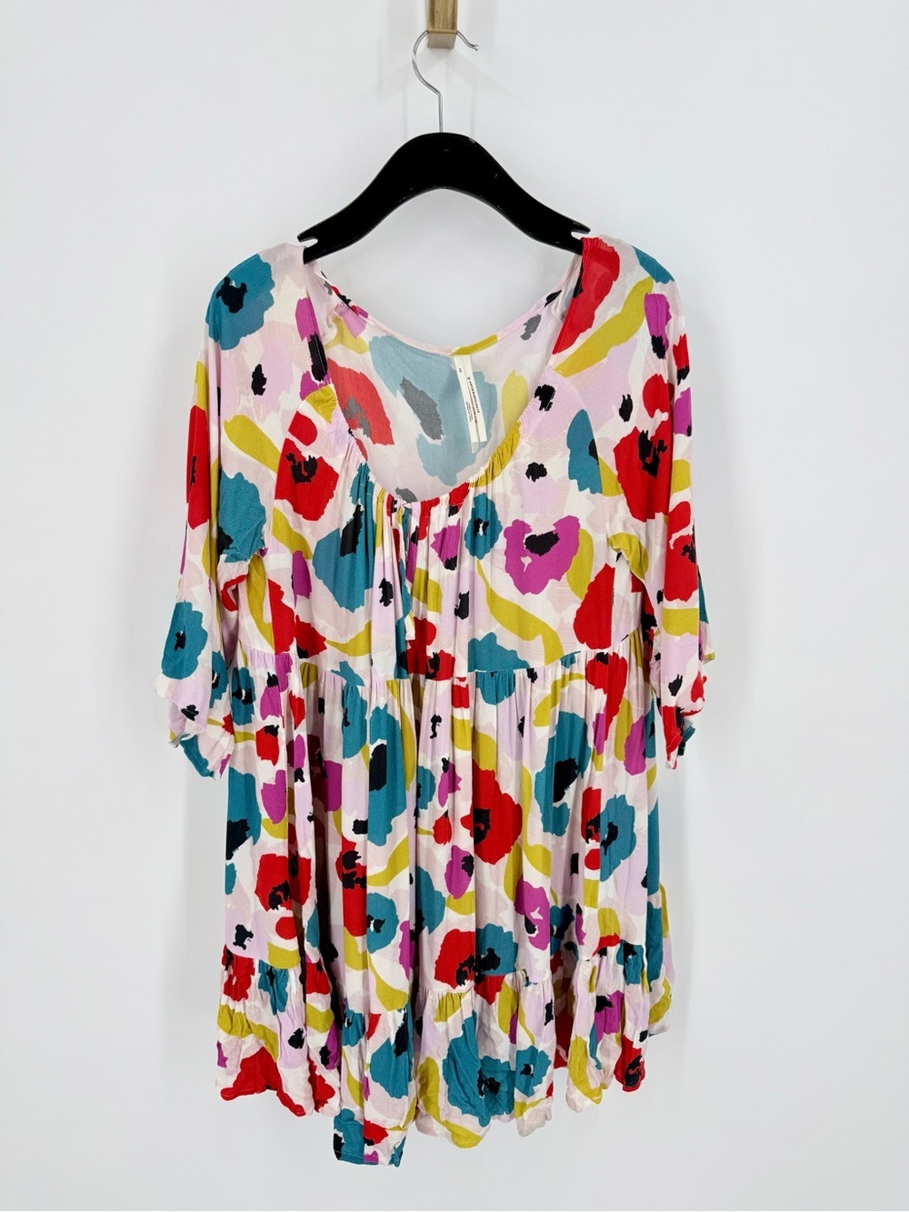 Anthropologie Pink Multicolor Floral Swing Coverup